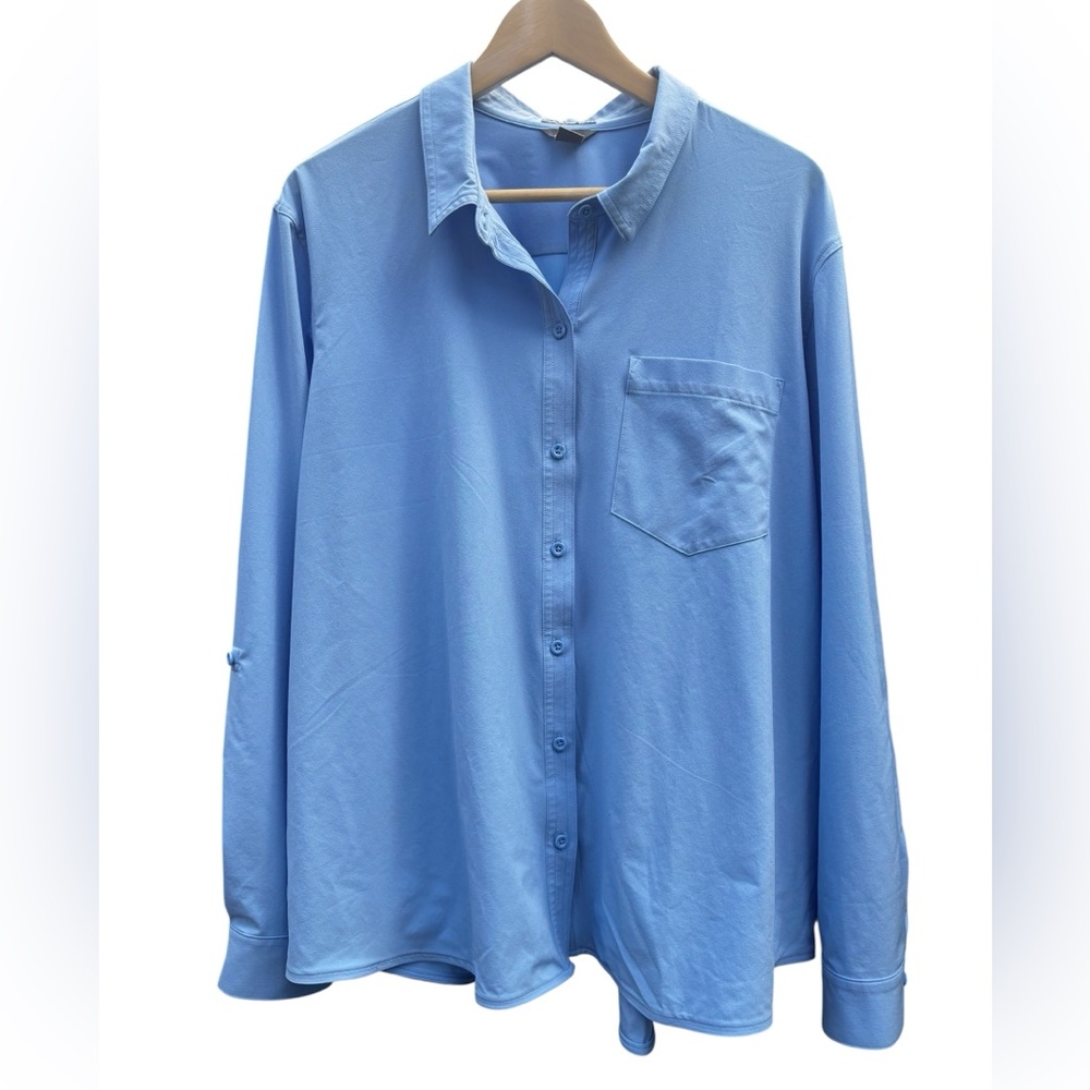 Eddie Bauer Classic Fit Light Blue Button-Up Shirt Women’s 2XL
